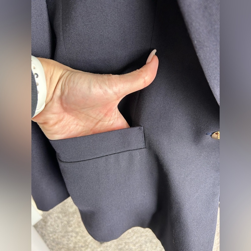Austin Reed Vintage Wool Women's Blazer in Deep Blue and Gold Buttons size 12P - Picture 4 of 14
